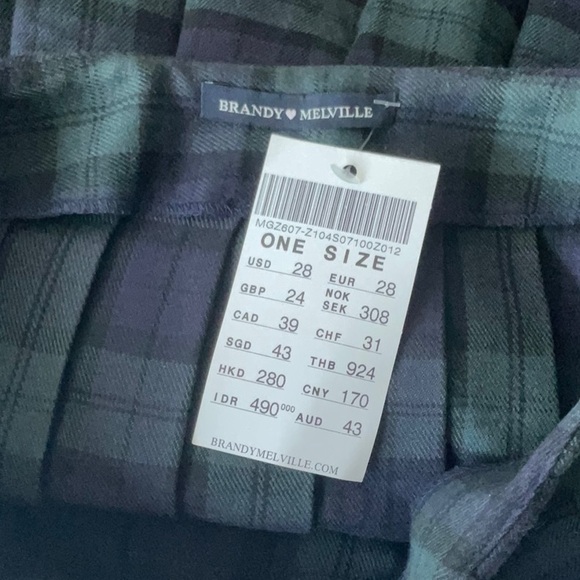 Brandy Melville Green and Blue Plaid A-Line Skirt - Picture 2 of 2
